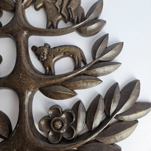 Vintage Homeco Tree of Life Wall Decor – Pair of Mid-Century Syroco Style Plaque - Picture 7 of 16